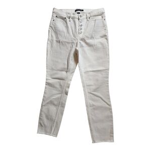 Calvin Klein High Rise Button Fly White Jeans Size 10/30 Slim Straight Raw Hem